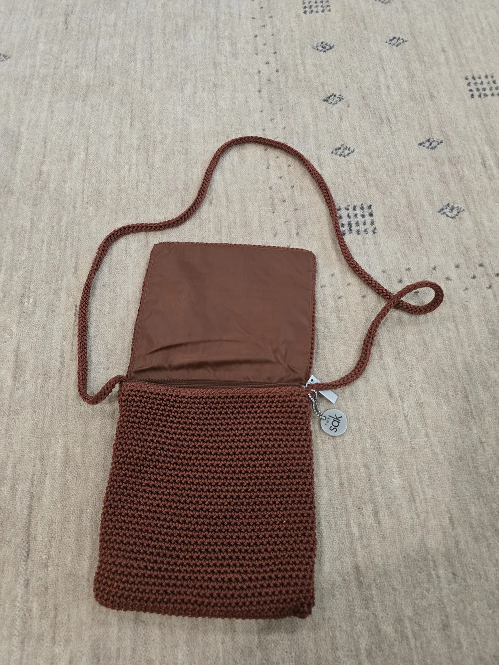 Handmade Crochet Crossbody Bag - Brown